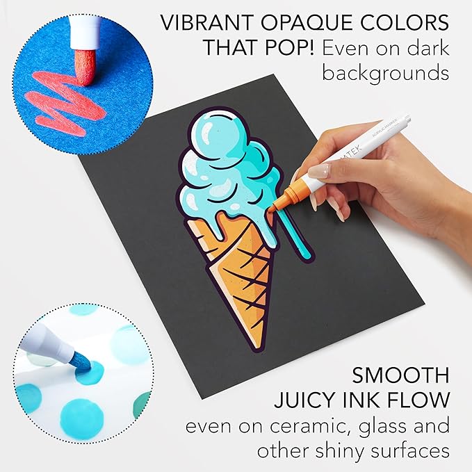 CHROMATEK Dual Tip Acrylic Paint Markers - 30 Colors Premium Paint Pens for Canvas, Rock Painting, Glass, Wood, Ceramic, DIY Crafts Art Supplies - Waterproof, Quick Drying with Video Tutorials & Ebook