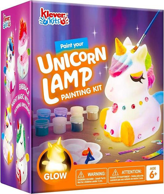 Klever Kits DIY Night Light- Paint Your Own Unicorn Lamp- Arts & Crafts Kit School Activities Art Supplies Painting Kits, Birthday Gifts for Girls Boys Aged 6+