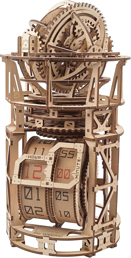 UGEARS Wooden 3D Puzzles for Adults - Astronomer Table Clock with Tourbillon Model Kit - Mechanical Clock Kit Functional DIY Miniature Kit Wood Crafts for Adults - Gifts For Puzzle Lovers - 338 Pieces