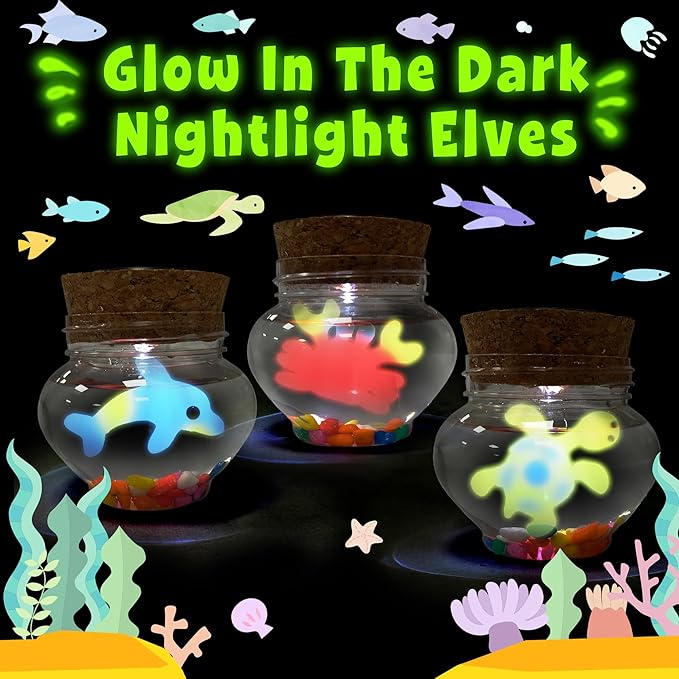 Magic Water Elf Toy Kit,Aqua Fairy Squishy Making kit with 10 Water gels&8 molds,Magic Jelly elf,Glow in The Dark Water Pets Craft Kits,Sensory Toy Gift Ages 3 4 5 6 7 8 9