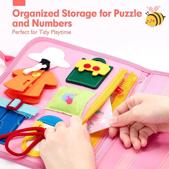 hahaland Busy Book for Toddlers Boys Girls Montessori Toys for 3+ Year Old Preschool Educational Learning Activities Toddler Travel Toys for Ages 3 4 5 with Life Skill Number Color Weather