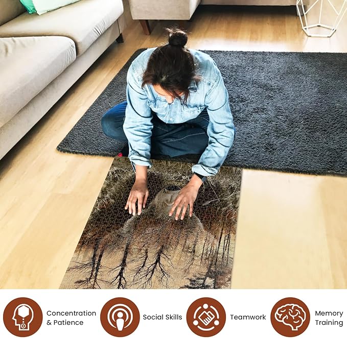 WOZUIBAN Adult Puzzle Classic Jigsaw Puzzle 1000 Pieces Wooden Puzzle DIY Forest Map Bear Modern Home Decor Unique Gift Intellectual Game 75x50cm