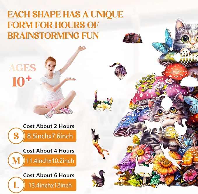 Wooden Puzzles for Adults, Cat Family Wooden Jigsaw Puzzles for Adults Kids, Unique Shaped Wood Puzzles Adult, Creative Birthday Gifts for Friends Family Game(13.4 * 12in 230pcs)