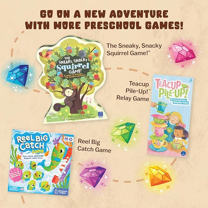 Educational Insights Ruby's Gem Quest - Preschool Fine Motor Board Game for Kids, Learning Scissor Skills & Color Matching, Fun Family Game Night, Therapy Games & Tweezer Toys, for 2-4 Players Ages 3+