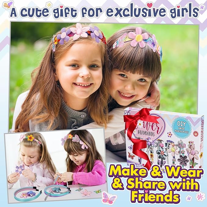 Gifts for 6 Year Old Girls: Craft Kits for Kids 6-12 | Fashion Girl Hair Accessories Making Set | That Allows Girls to Make Their Own Unique DIY Flower Hair Accessories