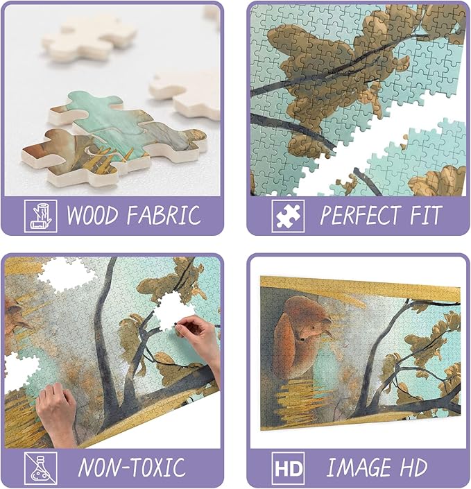 1000 Piece Puzzles for Adults and Seniors - Autumn Rural Cottage Rounded Corner Wooden Puzzle - Fun Wall Art - Unique Gift - Great Gift for Puzzle Lovers