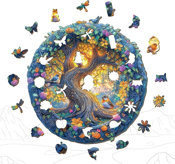 Wooden Puzzles for Adults - 200 Pieces Jungle Bird Wood Puzzle - Unique Shapes Wooden Jigsaw Puzzles for Adults - Eco-Friendly Home Office Decor (M-11.4 * 10.6in)