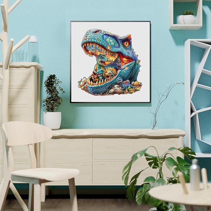 Wooden Jigsaw Puzzles, Fantasy Dinosaurs Wooden Puzzles for Adults with Unique Shape, Adult Jigsaw Puzzle, Birthday Gifts for Adults, 8.5"x8.2"-90pcs