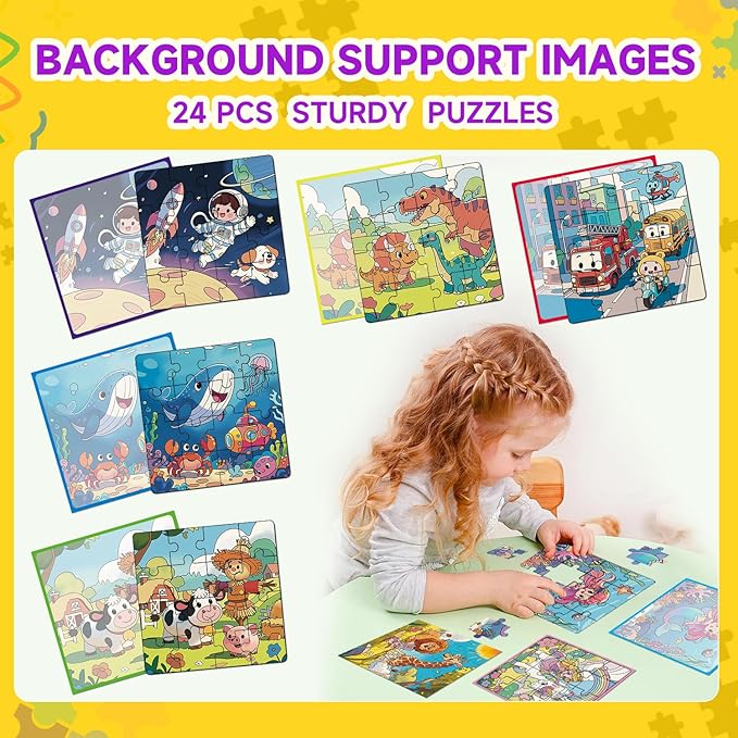 Magnetic Puzzle Party Favors for Kids: 24-Pack Bulk Magnetic Puzzle Books, Toddler Travel Toys for Car Airplane, Birthday Party Supplies, School Classroom Prizes, Stocking Stuffers for Girls Boys