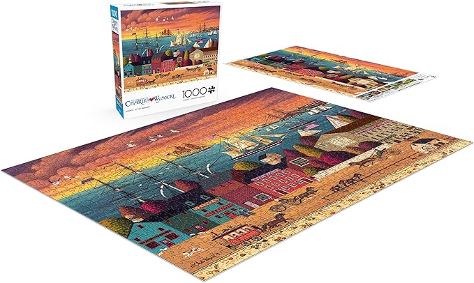 Buffalo Games - Charles Wysocki - Hoopla at The Harbor - 1000 Piece Jigsaw Puzzle for Adults -Challenging Puzzle Perfect for Game Nights - Finished Size is 26.75 x 19.75