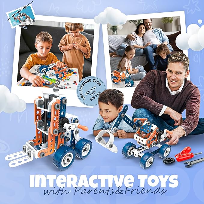 SMIESSKIDDO 12 in 1 STEM Toys, 152 PCS Building Toys for Kids Ages 4-8 5-7 6-8 Educational Activities for Boys 4-6 8-10 Construction Creative Games Birthday Gifts for 4 5 6 7 8+ Year Old Boy Girl