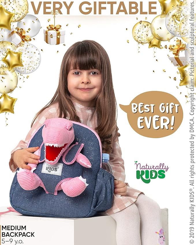 Pink Dinosaur Toys for Kids 5-7, Gifts for 5 Year Old Girls, 4 Year Old Girl Birthday Gift, Toddler Dinosaur Backpack