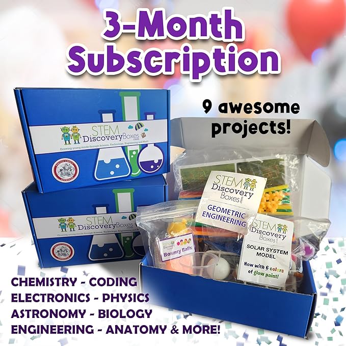 3-Month Subscription | 3 Science Kits, 9 Hands-On STEM Projects | Educational Experiments & Activities for Kids Ages 7β12, Great Gift Idea