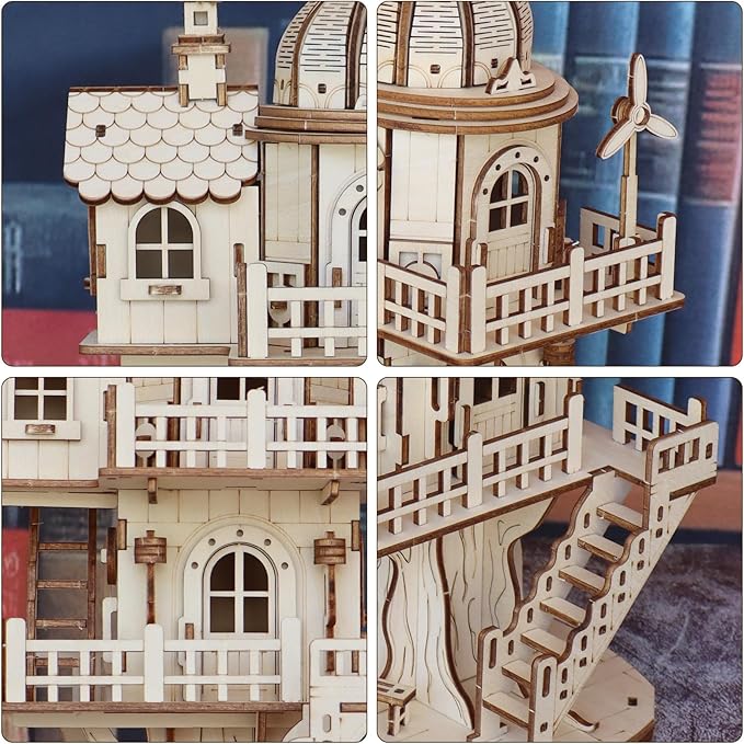 3D Wooden Puzzle for Adults, DIY Circular Treehouse Model, Creative Assembly Model Building for Adults, DIY Assembly Puzzle, Woodcraft Kit for Christmas Day
