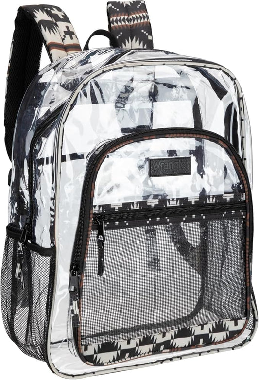 Wrangler Clear Backpack for Girls- Water Resistant Clear Bookbag, Plastic See Through Backpack for Stadium Events and School