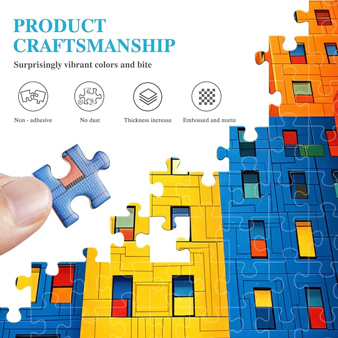 ALL4JIG Geometric City Fun Jigsaw Puzzles for Adults and Kids, 500 Pieces, 20.47" x 14.96", Christmas Secret Santa Gift, White Elephant Gifts, Number Partitioned for Easy Solving