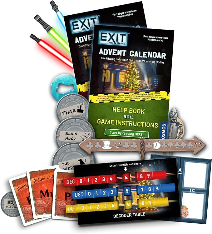 EXIT: The Game - Advent Calendar - The Missing Hollywood Star | Christmas | Calendar | Advent | Mystery Game | Family Activity | Ages 10+