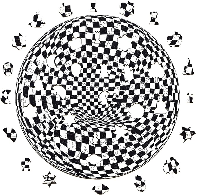 Wooden Puzzles for Adults, Wooden Jigsaw Puzzles for Adults Kids, Checkerboard Pop Art Unique Shaped Wood Puzzles Adult, High-Challenge Birthday Gifts for Friends Family Game (8.5 * 8.5in 100pcs)