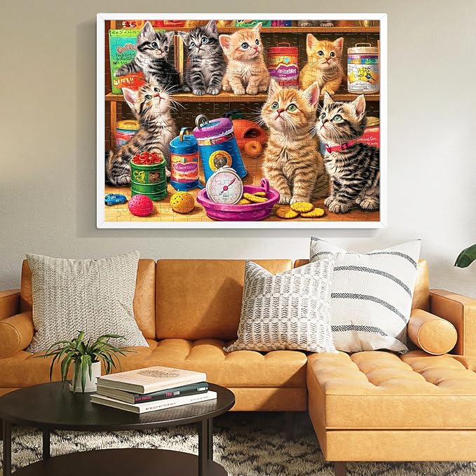 300 Pieces Cute Cats Puzzles for Adults,Large Piece Jigsaw Puzzle for Adults Teens Seniors,Fun Puzzle for Kids Ages 8-12,Challenging 300 Pieces Puzzles for Family,Great Gift for All Ages,20.5 x 15 in