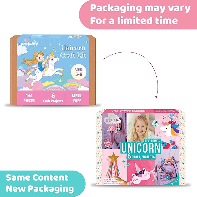 jackinthebox Unicorn Crafts for Kids Ages 5-8, 6-in-1 Gifts for Girls, Craft Kit, Toys, Arts and Crafts for Girls Aged 5 6 7 8 Years