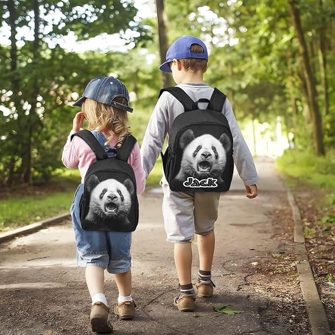 Cute Panda Black Toddler Backpack for Boys Girls 3-6 Preschool Small Backpacks Kids Mini Kindergarten Bookbag for Elementary for Travel
