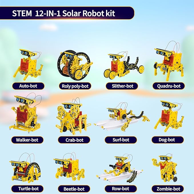 Solar Robot Toys for Kids Ages 8-12, 12-in-1 STEM Projects Science Kits for 8-13 9 10 11 Year Old Teen Boys Girls, 190Pcs DIY Building Experiment Education Sets, Christmas Birthday Gifts Ideas.