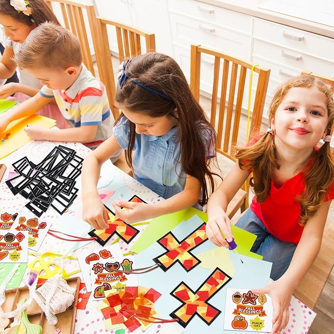 Chiisong 24 Sets Fall Blessings Crafts Kit DIY Tissue Paper Sign Crafts for Back to School Fall Harvest Thanksgiving Religious Christian Party Fun Home Actives