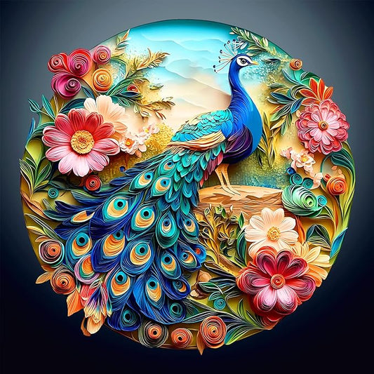 Wooden Puzzles for Adults, Unique Animal Shaped Adults Puzzle, Colorful Peacock Wooden Jigsaw Puzzles Adult, Challenging Creative Gifts Family Games 8.5 * 8.5in