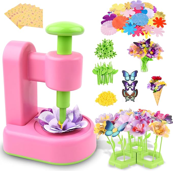 Fabric Flower Bouquets Toys,Flower Making Kit-DIY Craft Kits Toys for Kids,DIY Build Your Flowers Bouquet, Arts and Crafts for 3 4 5 6 7 8+Year Old Girl Birthday Gifts Ideas