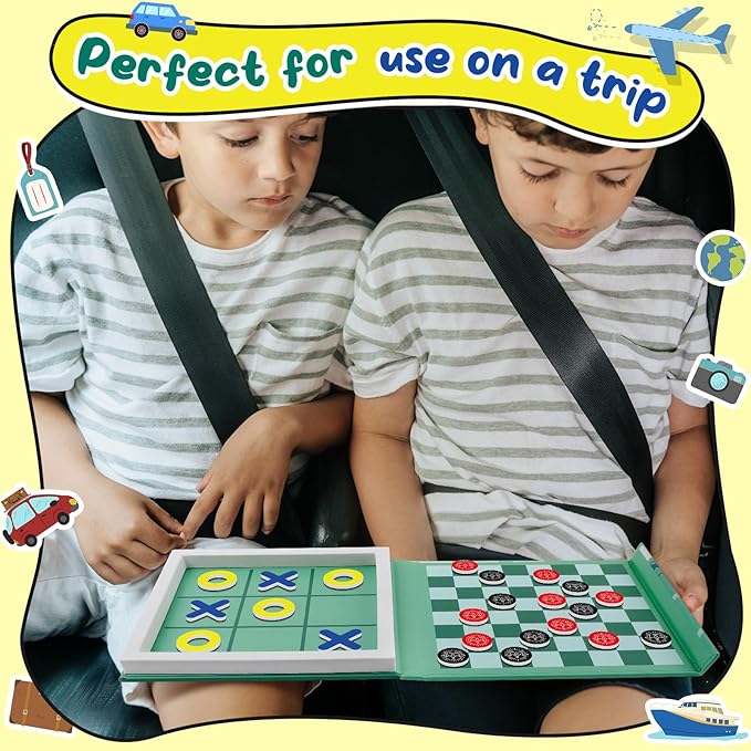 Torlam Magnetic Travel Games for Kids, Board Game Chess Party Camping Games Road Family Night Car Trip Games Activities for Kids and Adults