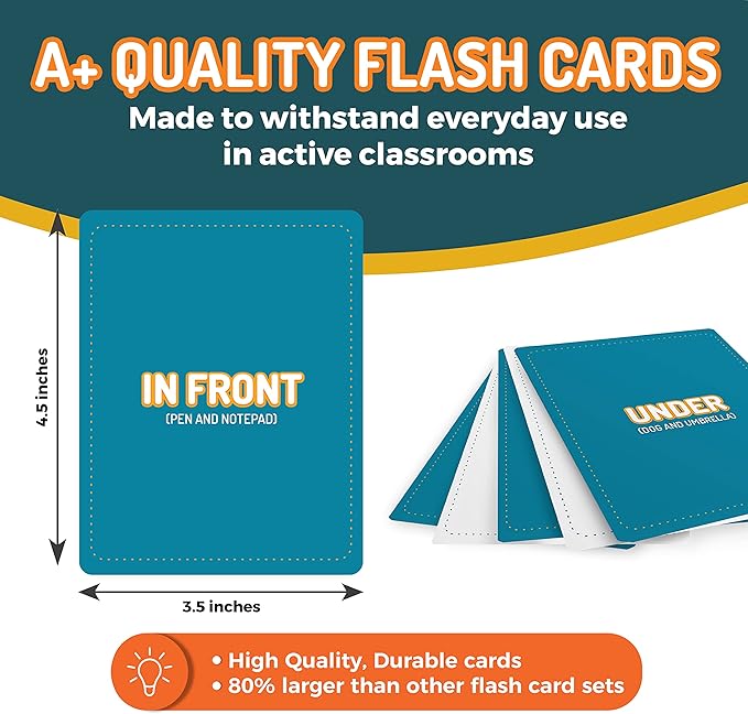 49 Preposition Vocabulary Builder Flash Cards Vol 1 Includes 7 Picture Card Prepositions with 5 Sequencing Learning Games for Kids, Parents, Teachers, ESL, Speech Therapy, Autism, ABA and Homeschool