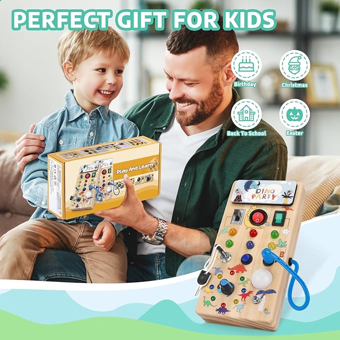 Montessori Busy Board,Montessori Toys for 1-3 Years Old,Baby Sensory Board,Preschool Learning Activities,Wooden Toys for Toddler,Christmas & Birthday Gift for Boys & Girls
