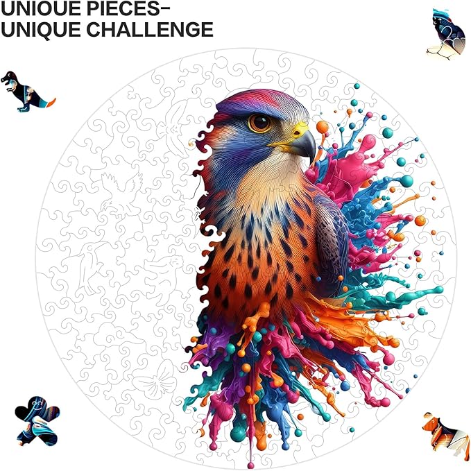 Wooden Puzzle, Falcon Pattern Art Painting, Adult Wooden Puzzle, Animal Pattern Wood Carving Puzzle Designed for Family and Friends, 14.9 * 14.9 inches