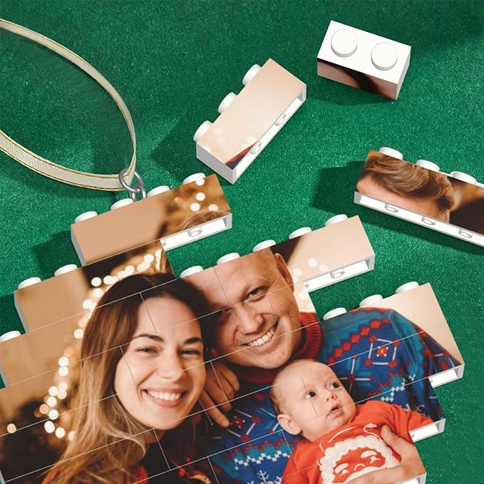 Custom Building Brick Personalized Photo Block Puzzle Valentines Day Gifts Building Block Family Portrait Photograph DIY Gifts for Women, Men,Kids Horizontal Shaped Brick Puzzle (Diamond)