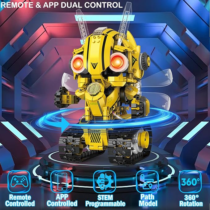 5 in 1 STEM Robot Building Kit with Remote & App Controll, Technic Coding Robotic Toys for Kids Ages 8-13 with LED-Lights Christmas Birthday Gift for Boys & Girls Age 6 7 8 9 10 11 12+ (673PCS)