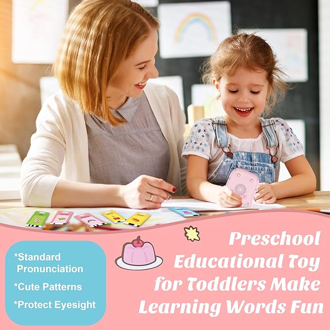 Bilingual Spanish Talking Flash Cards for Toddlers 1-3, Pocket Speech Learning Toys with 224 Sight Words, Toddler Toys for Ages 1 2 3 4 5 Years Old Autism Sensory Montessori Gift