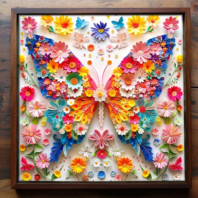Bgraamiens Floral Butterfly Symphony-1000 Pieces Paper Flower Butterfly Puzzle for Adults, Unique Flowers Art,Perfect for Game Nights