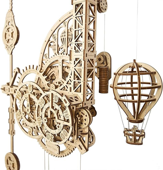 UGEARS Wooden 3D Puzzles for Adults Aero Clock - Mechanical Puzzles for Adults, Wall 3D Clock Puzzle with Pendulum Model Kit - DIY Miniature Kit Crafts Gift for Birthday - 320 Pcs
