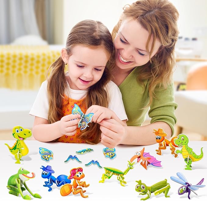 3D Cartoon Puzzles, 100 Pcs 3D Puzzles, Educational 3D Cartoon Puzzle for Kids Ages 4-10, Montessori Toys, Birthday Gift