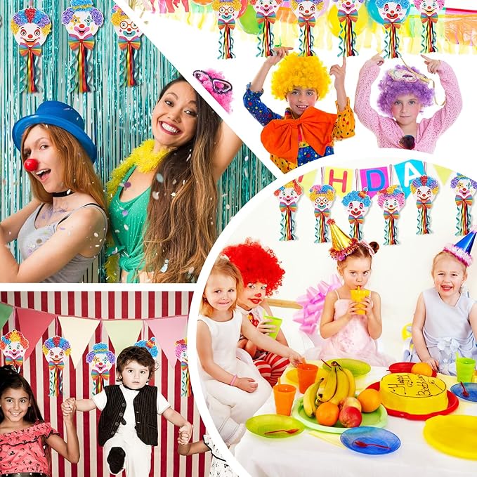 Fennoral 12 Pack Clown Craft Kit for Kids Make You Own Circus Poke in Art Craft Kits DIY Halloween Creative Activity Carnival Birthday Party Decoration