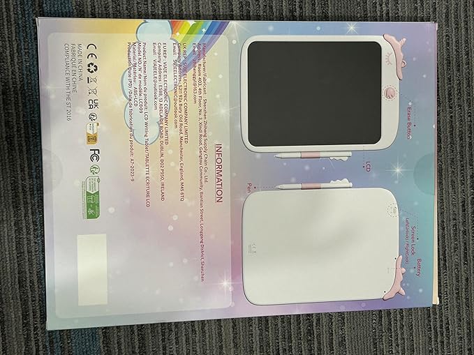Kikapabi 10 Inch LCD Writing Tablet for Kids - Colorful Drawing Pad for Girls Aged 3-9 | Unicorn Toddler Travel Toys, Christmas Birthday Gift for Girls & Boys (Pink)