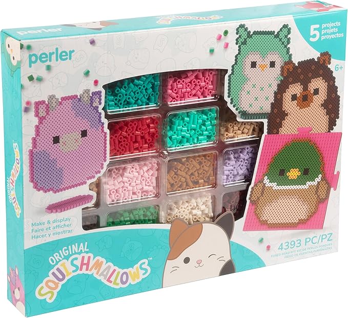 Perler Squishmallows Fused Bead Activity Kit with 5 Unique Patterns, Finished Project Sizes Vary, Multicolor 4393 Pieces