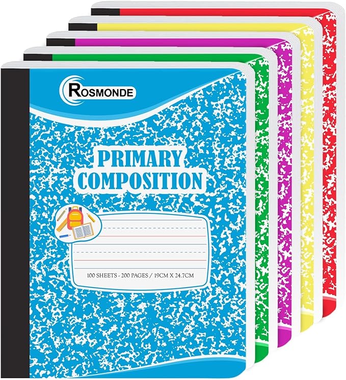 5000 Pack (Pallet) Primary Ruled Composition Notebooks Bulk, 100 Sheets (200 Pages), 9-3/4 x 7-1/2, Ideal for Grades K-2, School Districts, Wholesale Bulk Purchasing, 4-7 Days Transit