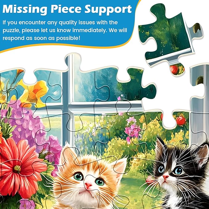2 Pack 300 Pieces Puzzle for Adults, Dog Kittens Jigsaw Puzzles, Recycled Cardboard Puzzles 300 Pieces, Birthday and Barious Holiday Party for Family Kids and Adult, Funny Puzzle for Adults 20.5x15in