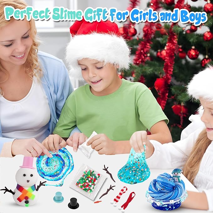 6pcs Slime Stocking Stuffers, Stocking Stuffers for Kids,Christmas Crafts,Stocking Stuffers, Kids Crafts Snowman DIY Kit,Crafts Xmas Gift