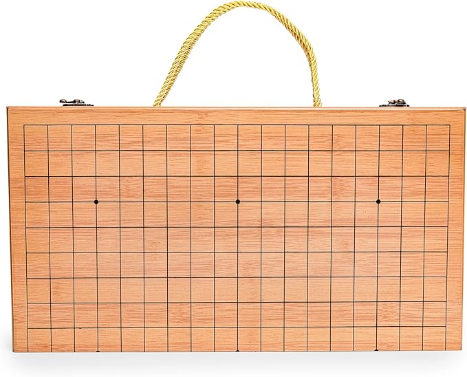 19 x19 Folding Go Game Set Board with and Bamboo Bowls and Imitation Jade Go Pieces。