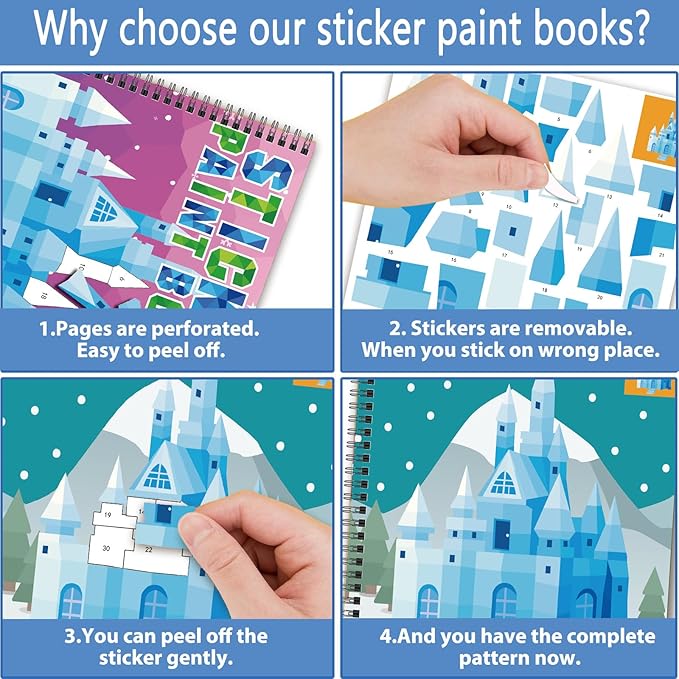 Omgouue 2PCS Winter Wonderland Crafts for Kids Ages 4-8 Christmas Sticker Paint Books Includes Elf Penguins Snowman and More Designs Gift Party Create 20 Pictures Sticker Sheets are Separate