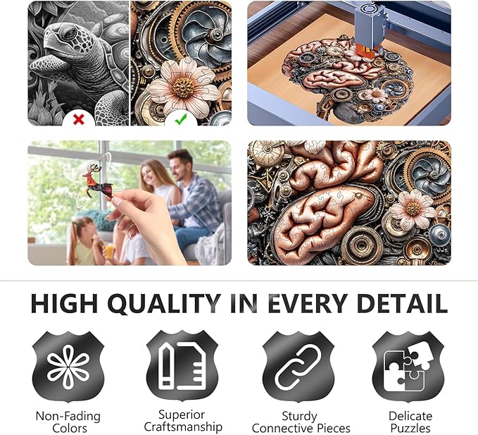 Wooden Puzzles for Adults, Mechanical Brainstem Wooden Jigsaw Puzzles, Flat Puzzle with 3D Visual Effect, Brain Wood Puzzles Adult, Unique Shape Wall Art Canvas Puzzle (S-8.5 * 8.5in-95Pcs)