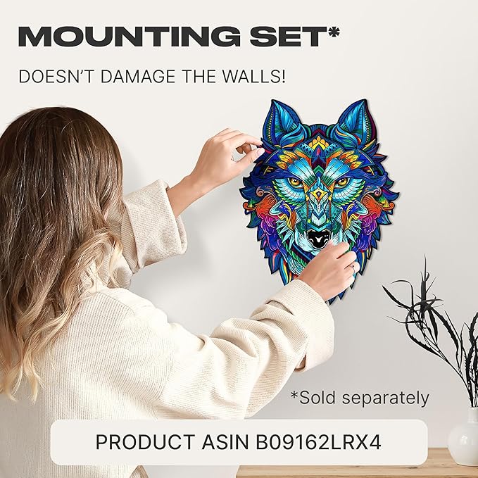 UNIDRAGON Wooden Puzzles for Adults Unique Jigsaw Puzzles - Royal Size Majestic Wolf Kingsize 16.5"x22.6" 700 PCS Deko with Cut 0.03 mm Accuracy Animal
