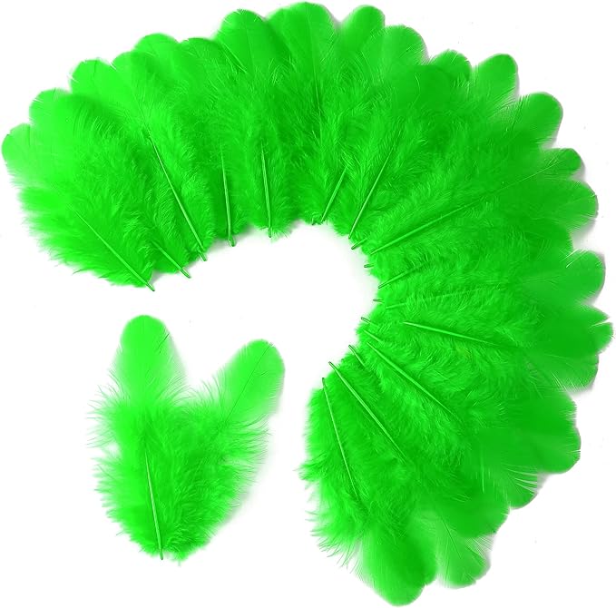 Soarer Grass Green Craft Feathers Bulk - 300pcs 3-5inch Natural Feathers for Wedding Home Party, Dream Catcher Supplies and DIY Crafts(GrassGreen)